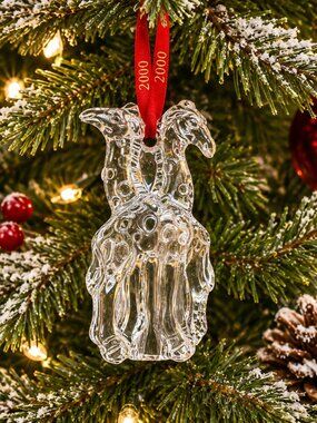 Marquis Waterford Crystal Noah’s Ark Giraffes Two by Two Ornament 2000